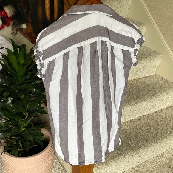 Madewell Coastal Stripe Button Down Linen Dress - Picture 6 of 11